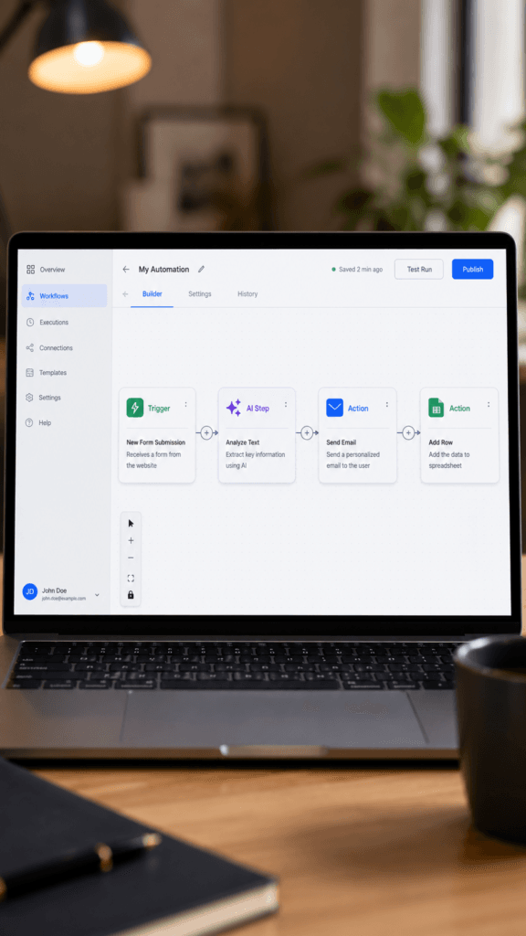 No-code dashboard used by the best Flow AI automation tools