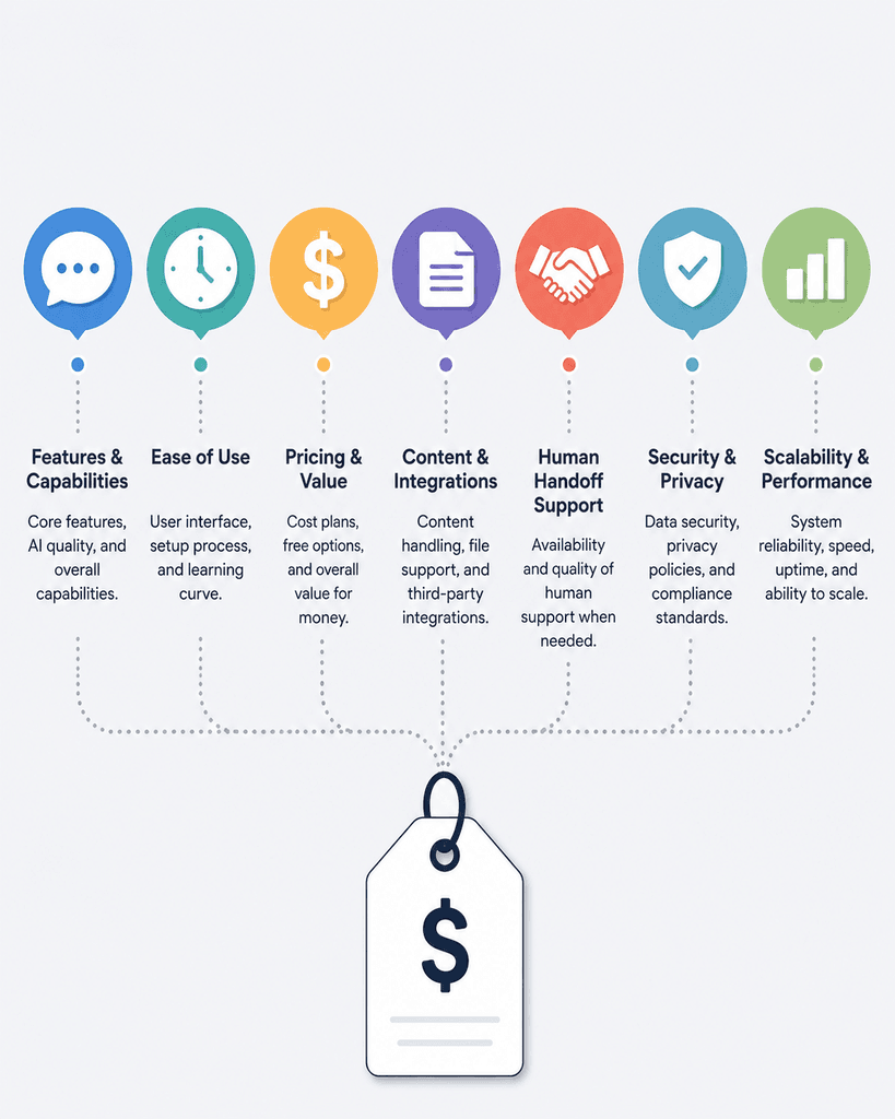 Comparison of top chatbot tools for customer service pricing