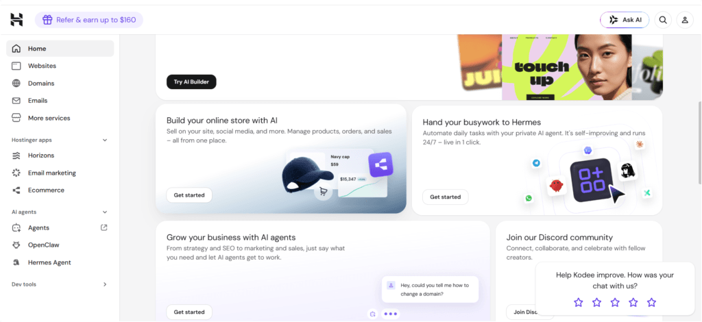 Hostinger's hPanel dashboard